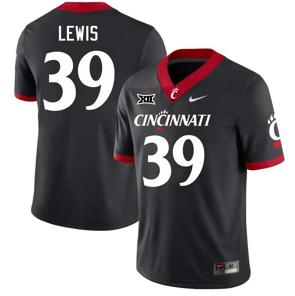 Cincinnati Bearcats #39 Cincear Lewis Big 12 Conference College Football Jerseys Stitched Sale-Black